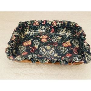 Longaberger 1993 Basket Serving Tray W/ Blue Flower Liner Plastic Protector